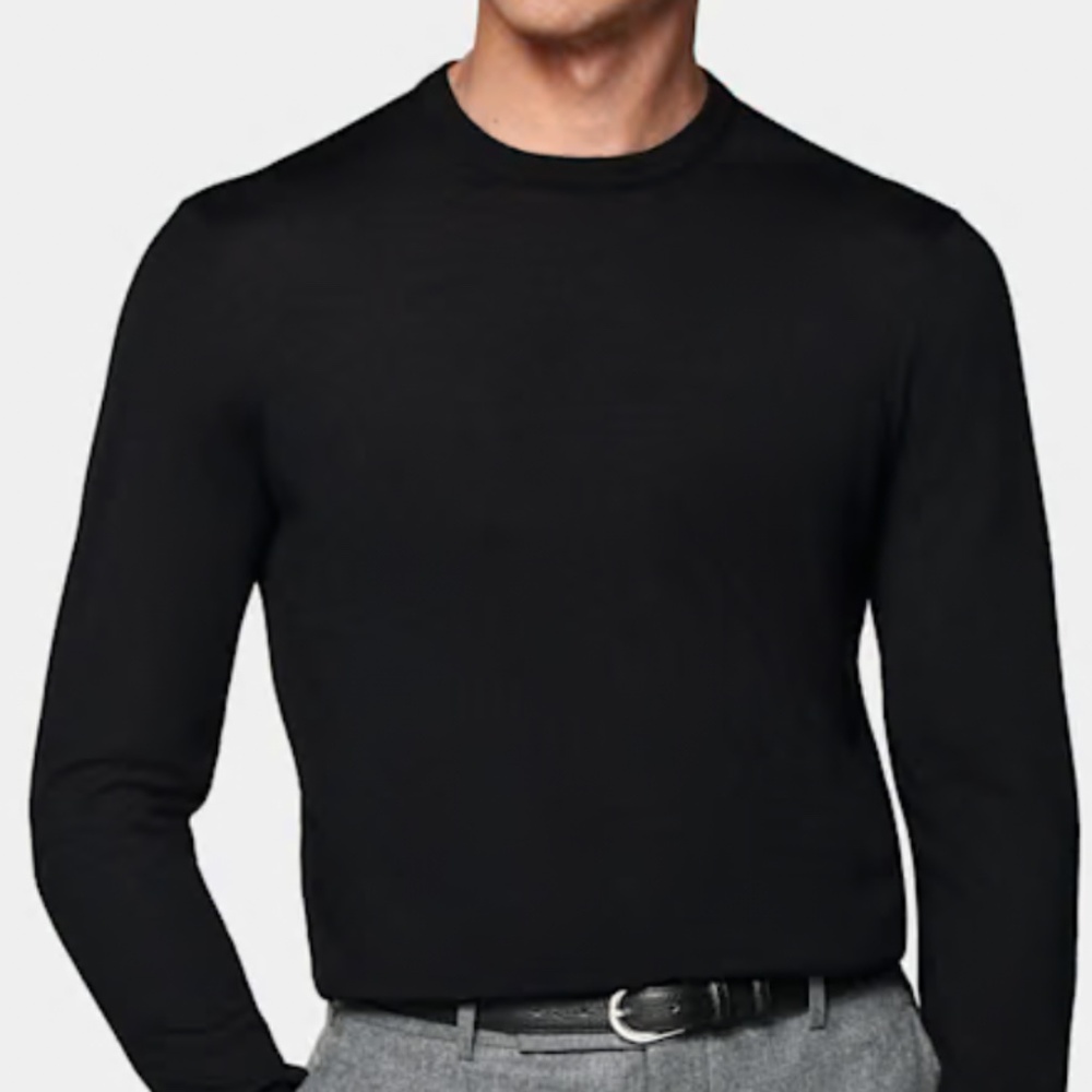 Suitsupply Black Merino Crewneck Size: Small New with Tags